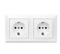 Enchufe Doble, Enchufe de Pared, Toma de Corriente Doble, Color Blanco, para Montaje en Superficie,10AX,16A,250V, 2 Enchufes