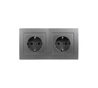 McPower - Flair - Juego de enchufes | Beginner 2S Profi | 3 piezas, enchufe doble con conexión de pinza gris oscuro, antracita, mate
