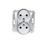 Enchufe doble Nature con/u 16A 250V con Simon 54 DGZ2MZN.01/43