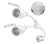 Enchufe doble para enchufe de 16 A/250 V, adaptador de enchufe doble, IP44, cable alargador con tapa impermeable, con contacto de protección y cable de 1,5 mm², para cocina, oficina, exterior, color