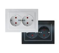 Enchufe Doble Schuko Blanco - Conectores de alta resistencia, 16A, 250V; ideal para electrodomésticos y dispositivos electrónicos.