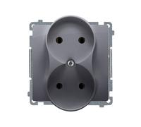 Enchufe doble Simon Basic b/u 16A IP20 plata BMG2M.01/43