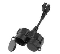 Enchufe Doble Tomadas Electricas 2 Enchufes Adaptador Enchufe Negro Enchufes Multiples Multienchufe 3500W, 16A 250V, IP44, para Cocina, Oficina, Exterior, Interior