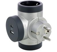 Enchufe Dominó Giratorio 3x2P+A Con USB A+C - Blanco y Negro (Enchufe Europeo) - 694524 [10 Piezas]