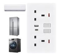 Enchufe Eléctrico | Enchufe Eléctrico de Pared - Adaptador Doble de 2 Puertos con Extensión Conversor Extensor y Cargador para Cocina Baño Residencia Exterior Oficina Dormitorio