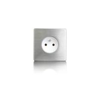 Enchufe Eléctrico Único Blanco Acero Cepillado PREMIUM