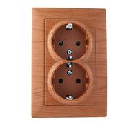Enchufe empotrable con protección de contacto, regleta de 2 enchufes, madera de roble oscuro