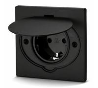 Enchufe empotrable de acero inoxidable, enchufe de suelo IP44, tapa abatible, borne de conexión, negro