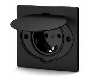 Enchufe empotrable de acero inoxidable, enchufe de suelo IP44, tapa abatible, borne de conexión, negro