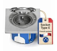 Enchufe empotrable de acero inoxidable, enchufe de suelo IP55, tapa abatible, borne de conexión, caja de interruptor resistente al viento, tipo E francés