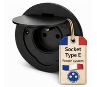 Enchufe empotrable de acero inoxidable, enchufe de suelo IP55, tapa abatible, borne de conexión, tipo E francés