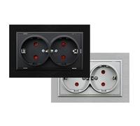 Enchufe Empotrable Doble Tipo Schuko Negro - Conexión segura, diseño elegante, ideal para hogares y oficinas.