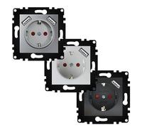 Enchufe empotrable - schuko con doble puerto usb, acabado en blanco brillo, medidas 68x68x45 mm, ideal para instalación en casa o oficina.*