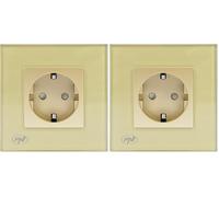 Enchufe empotrable simple PNI WP101G con marco de cristal, color oro dorado, 16A 3000W (Paquete de 2)