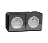 Enchufe estilo Mureva 2P+PE doble antracita MUR36028