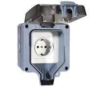 Enchufe Exterior Estanco, Toma de Corriente Exterior IP66 con Conector de Cable y Tapa Abatible, Estancos Exterior Enchufes para Jardín, Piscina, Cocina, Baño y Garaje, Compartimento,16A