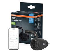 Enchufe exterior OSRAM SMART+ WiFi Matter, 3680 W, 16 A, IP44, negro, para jardín y balcón.