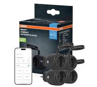Enchufe exterior OSRAM SMART+ WiFi Matter, 3680 W, 16 A, IP44, negro, para jardín y balcón.,4-Pack