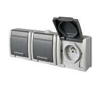ENCHUFE GRIS NT 3X Z/U FLIP IP55 ABRAZADERAS AQUANT 2K 5043-10