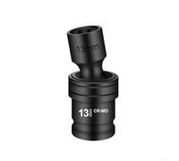 Enchufe hexagonal de acero cromado de 1/2 pulgada con junta de 360 grados para llave de impacto eléctrica de 12 a 22 mm, tamaños métricos, resistente a la corrosión, acabado negro, adaptador