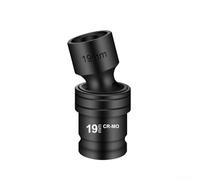 Enchufe hexagonal de acero cromado de 1/2 pulgada con junta de 360 grados para llave de impacto eléctrica de 12 a 22 mm, tamaños métricos, resistente a la corrosión, acabado negro, adaptador