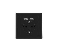 Lanberg AC Wall Socket SCHUKO with 2 Port USB Charger, Black