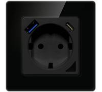 Enchufe inteligente de pared N-WOT10-USB-B Tuya con WiFi 1 USB y 1 USB-C (negro) - AVATTO