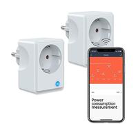 Enchufe Inteligente Wifi, 16A, 3680W,óptimo para programar el encendido/apagado y ahorrar energía, no necesita HUB, compatible con Alexa y Google Home,2,4 GHz, Gris, 2 Pack