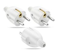 Enchufe Macho 3 Piezas Clavija Enchufe Macho 250 V 10/16A, Enchufe Schuko con Protección Contra Torsión, Enchufe Contacto Protector, Enchufe Tierra, Enchufe Cableado Lateral Blanca
