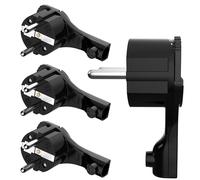 Enchufe Macho Plano Acodado con Contacto de Puesta a Tierra Plástico 8 mm de Altura asa Plegable Protección Contra Dobladuras 250V 16A para Cable de hasta 3x1,5 mm² Angulo CEE 7/7 4 Pieza Negro