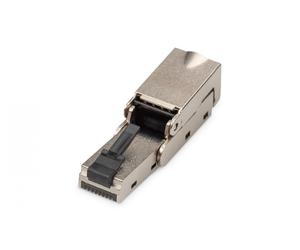 Enchufe modular articulado RJ45 cat.6A, PoE+, 10GbE, STP, metal, sin herramientas, AWG 27-22, trenzado/sólido