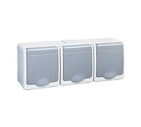 Enchufe montado en superficie con 3 compartimentos, IP44, 16 A, 250 V, resistente a la humedad, color gris