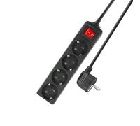 Enchufe múltiple ACT Regleta con Interruptor Iluminado, 4 Tomas, Cable de 2 m, Negro AC2440