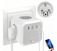 Enchufe Múltiple Cubo sin Cable - 4 Tomas + 3 USB (2A+1C) 4000W - Protección contra Sobretensiones - Compacto para Hogar/Oficina