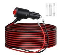 Enchufe para encendedor de cigarrillos con interruptor, 4 m - 12 V/24 V, cable de extensión de cobre 16 AWG con LED y fusible de 15 A, adaptador de coche para coche, caravana, barco, motocicleta