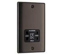 Enchufe para máquina de afeitar BG NBS20G de acero pulido y doble voltaje 115/240 V, negro, NBN20B-01