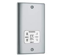 Enchufe para máquina de afeitar BG NBS20G de acero pulido y doble voltaje 115/240 V, plateado, NPC20W