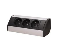 Enchufe para muebles 3x2P+Z, negro-plata, OR-GM-9001/B-G