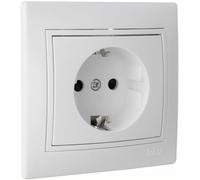 Enchufe pared Base fija 2P+T,16A 250V~.Monobloc.De empotrar.Serie europa,Fácil de Instalar, Incluye Marco, Tapa y Mecanismo