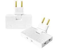Enchufe Plano 3 Tomas. Ladron Pared Extraplano Cabezal Giratorio 180°. Compacto para Colocar Detras De Cualquier Mueble, Estanteria, Sofa, Adaptador Europeo - Americano Enchufles Multiples Blanco