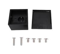 Enchufe plano empotrado con salida de 2 clavijas y puerto para cable de red, kit de caja de receptáculo integrado en el piso, color negro