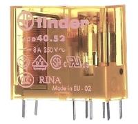 Enchufe/printrel.24VAC 2W 8A rejilla 5mm - Relé de conmutación AC 24V 8A 40.52.8.024.0000 | Finder | 40.52.8.024.0000 | Relé de conmutación
