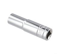 Enchufe profundo de 1/2 pulgada, cabeza de llave hexagonal, acero al cromo vanadio, 78 mm de longitud, para herramienta de trinquete de 8 a 27 mm, plata, paquete de 1 (14 mm)