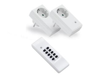 Enchufe Radiocontrolado 2er Set + 1x Control Remoto 1100 Vatios Hasta 30m