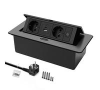 Enchufe retráctil, enchufe empotrable con USB 3.0 Tipo C 20 W Carga Rápida Pop Up Tischsteckdose,Steckdose Versenkbar mit 1 x Schalter platzsparende für Arbeitsplatte, Büro