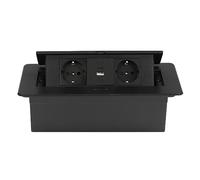 Enchufe retráctil, enchufe empotrado con USB + Type-C Pop Up para encimera, oficina, cable de 1,8 m, color negro