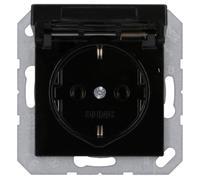 Enchufe SCHUKO® con tapa abatible A, color negro (referencia: JUNG A1520KLSW)
