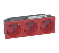 Enchufe Schuko doble 3x2P+TT Legrand 077273 Mosaic Rojo