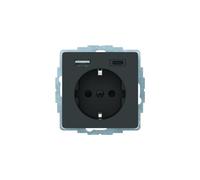 Enchufe SCHUKO/USB anth velvet, lacado - Contacto protector de toma de corriente