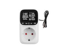 Enchufe Termostato Digital 16A, Controlador de Temperatura Inteligente con Sensor Externo, Pantalla LCD Regulador -40℃~120℃, Temporizador para Invernadero, Acuario, Incubadora, Calefacción y Nevera